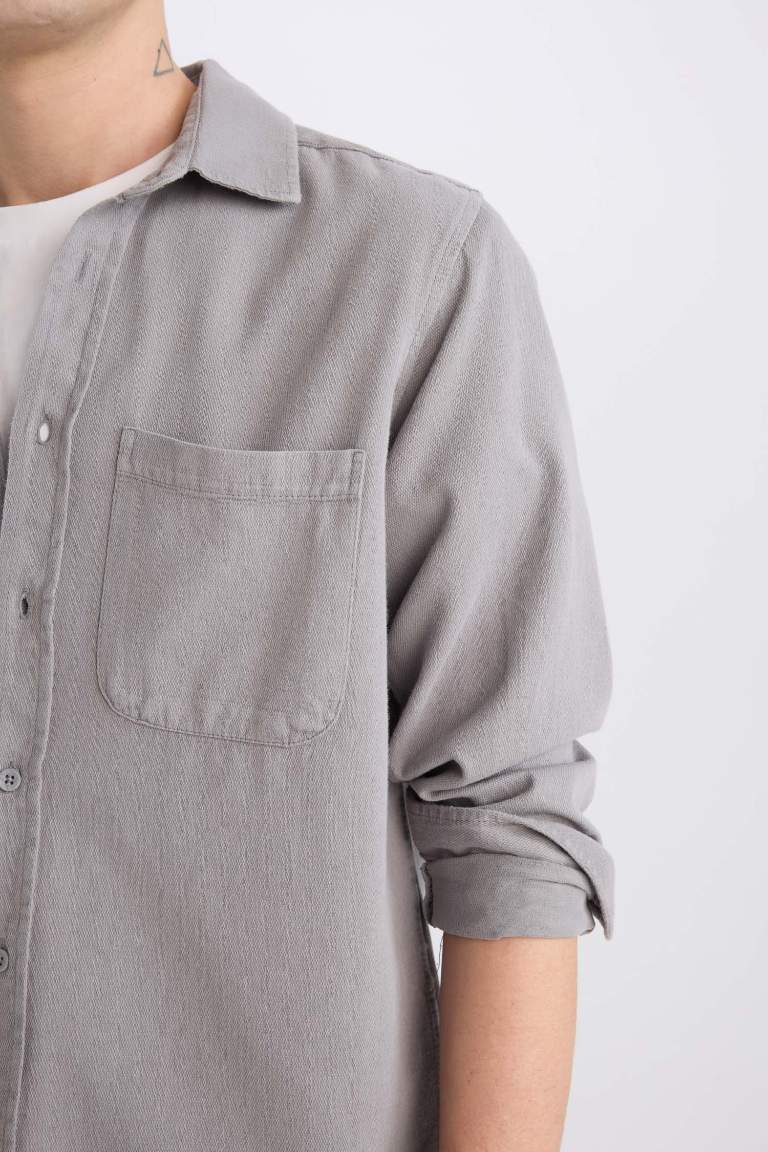 Regular Fit Neck Basic Cotton Shirt