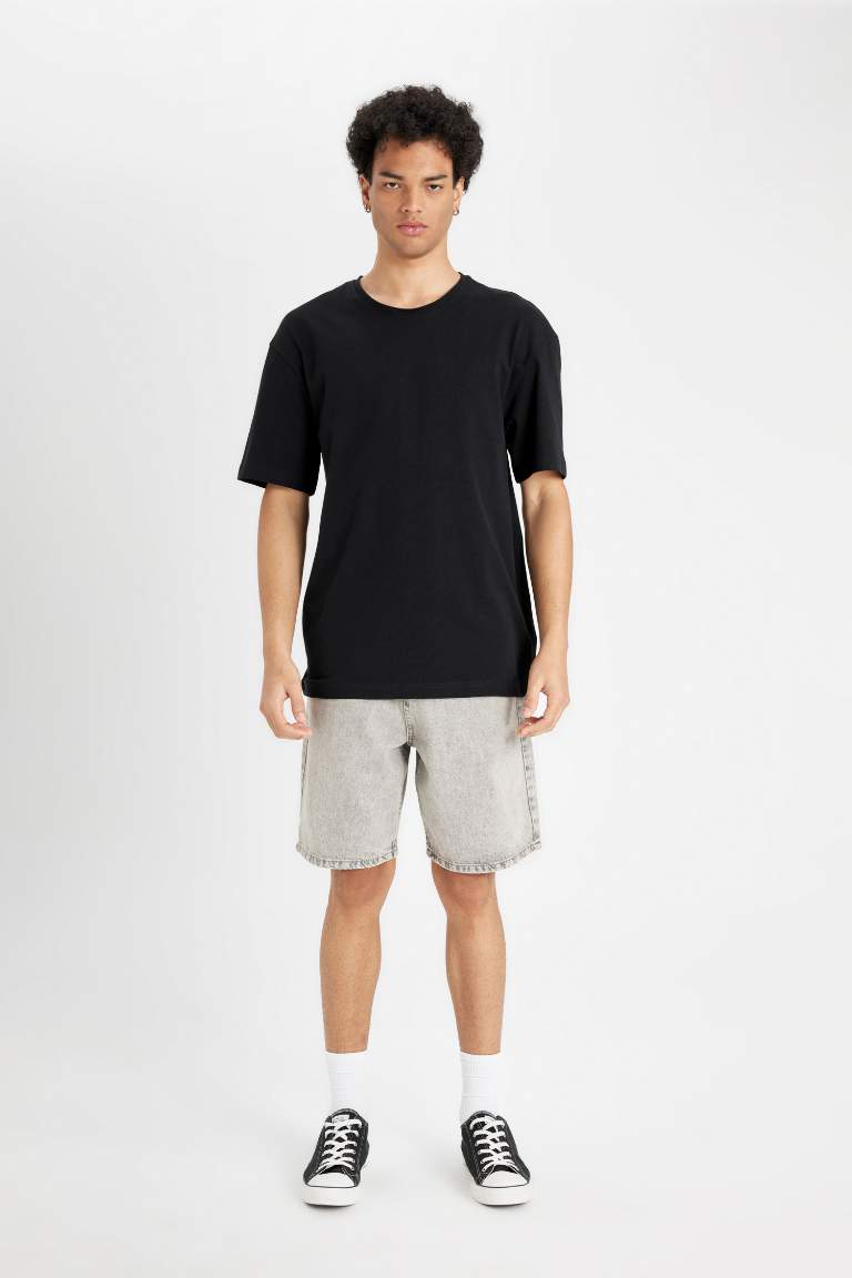 Boxy Fit Crew Neck Short Sleeve Basic T-Shirt