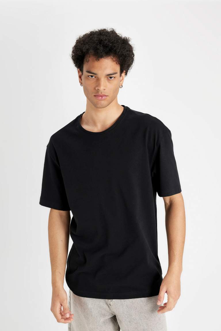 Boxy Fit Crew Neck Short Sleeve Basic T-Shirt