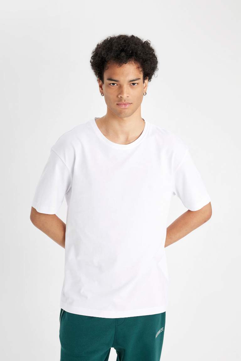 Boxy Fit Crew Neck Short Sleeve Basic T-Shirt