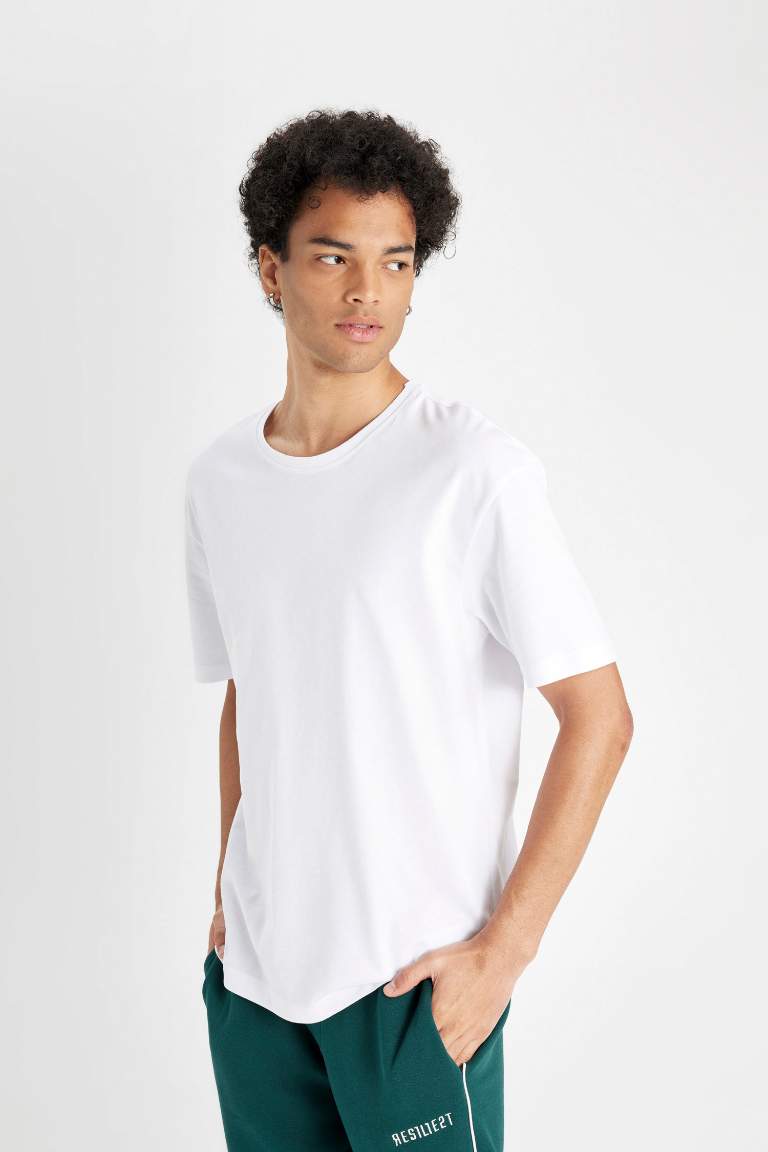 Boxy Fit Crew Neck Short Sleeve Basic T-Shirt