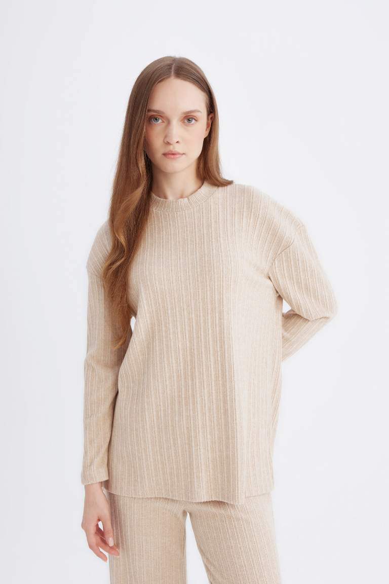 Relax Fit Inside Soft Fluffy Corduroy Side Slit Tunic