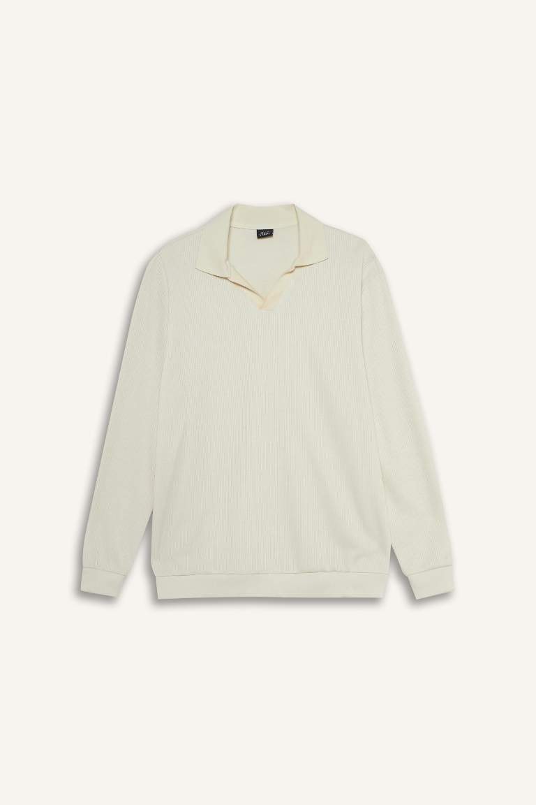 Regular Fit Polo Yaka Sweatshirt