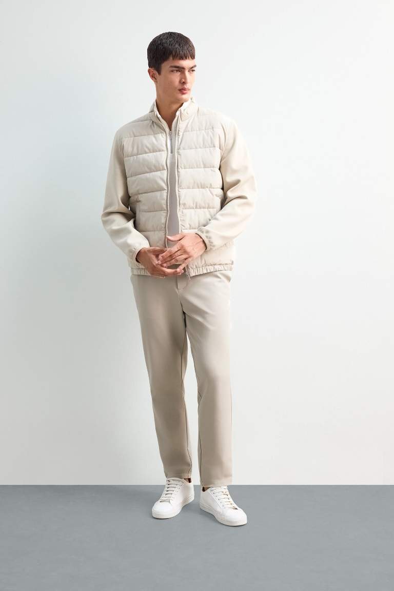 Slim Fit Waterproof High Neck Zippered Puffer Jacket