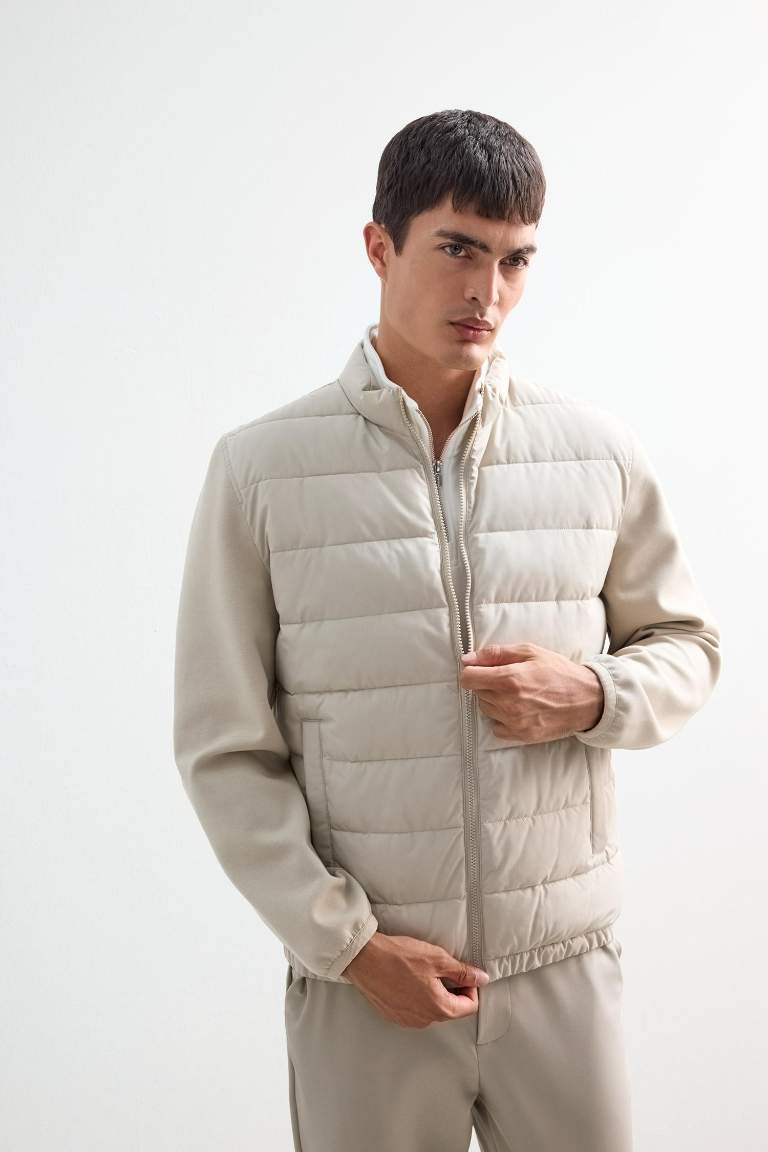 Slim Fit Waterproof High Neck Zippered Puffer Jacket