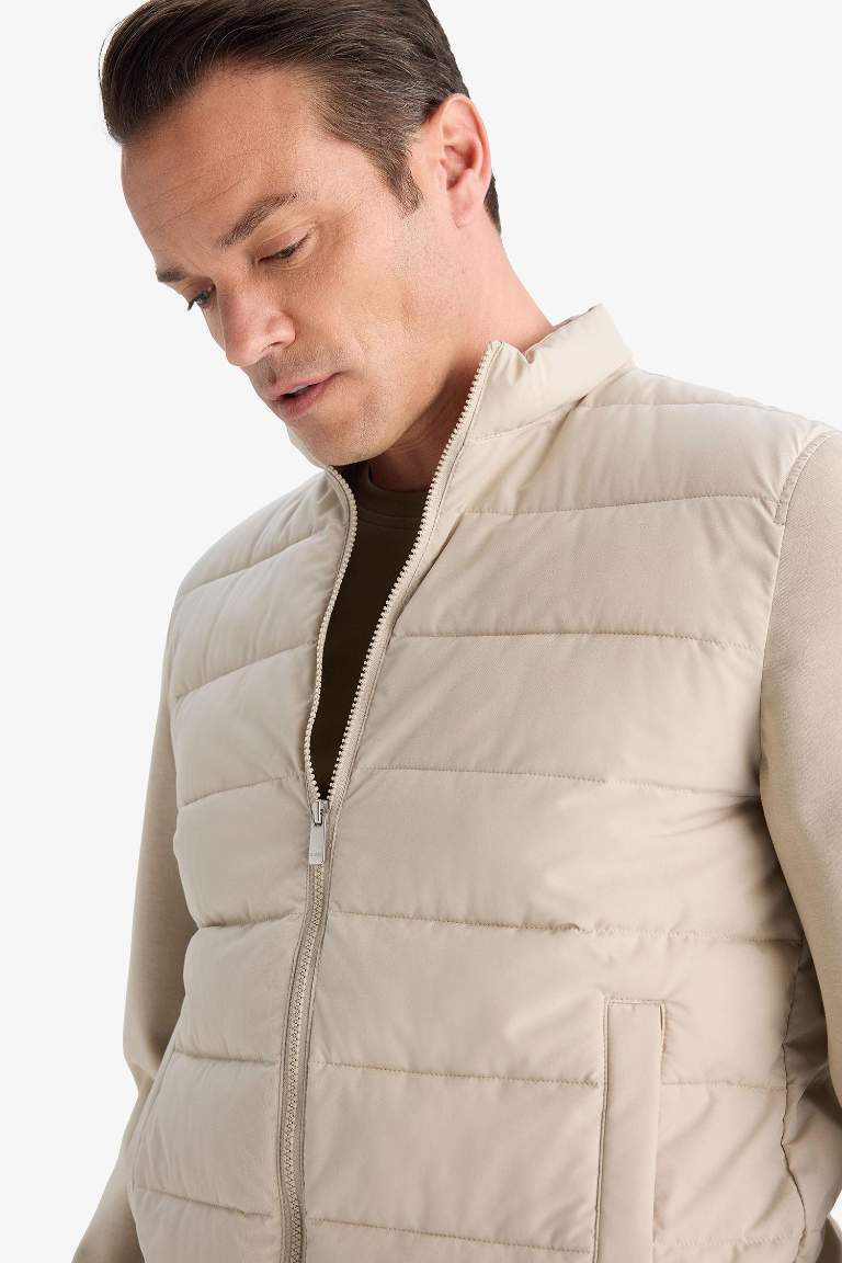 Slim Fit Waterproof High Neck Zippered Puffer Jacket