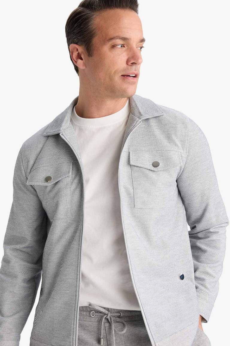 Slim Fit Dar Kesim Polo Yaka Fermuarlı Mont