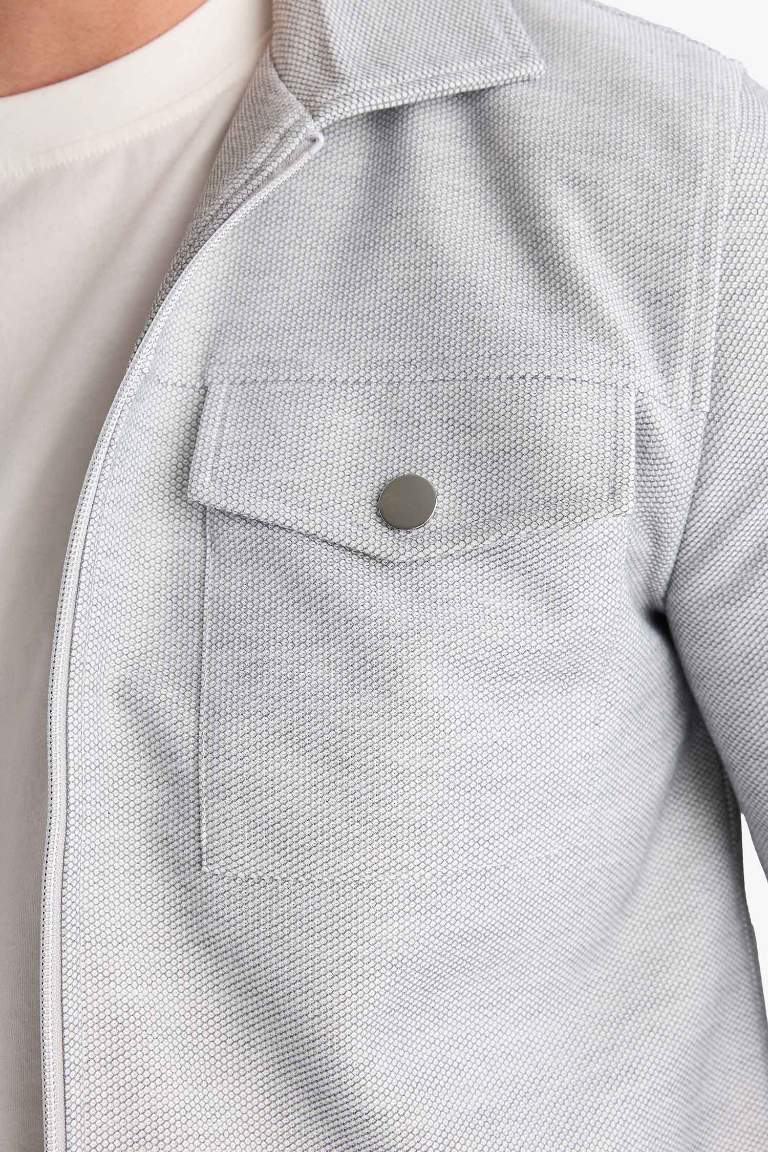 Slim Fit Dar Kesim Polo Yaka Fermuarlı Mont