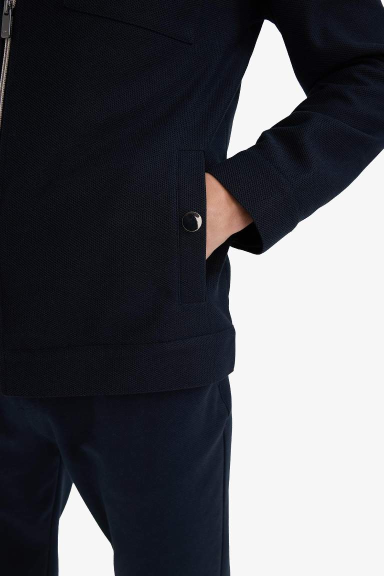 Slim Fit Dar Kesim Polo Yaka Fermuarlı Mevsimlik Baharlık Mont