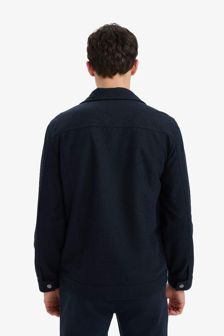 Slim Fit Dar Kesim Polo Yaka Fermuarlı Mevsimlik Baharlık Mont