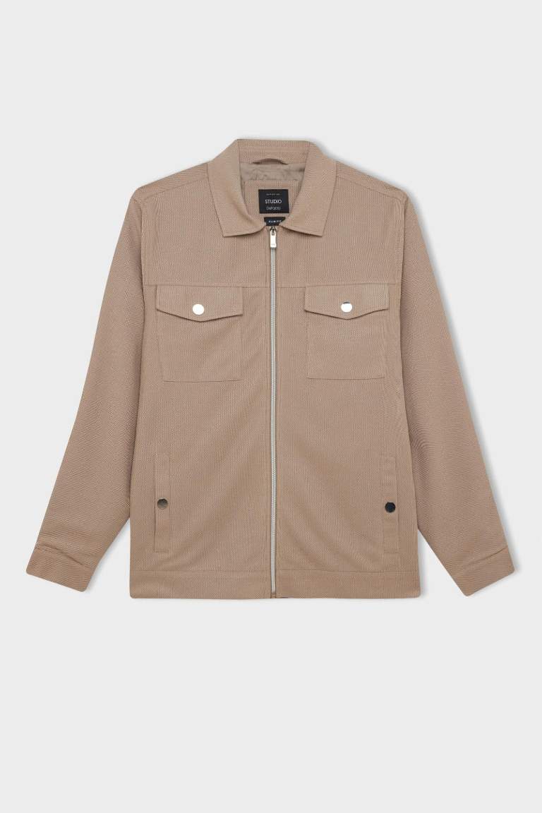 Slim Fit Dar Kesim Astarlı Fermuarlı Cepli Mevsimlik Baharlık Mont