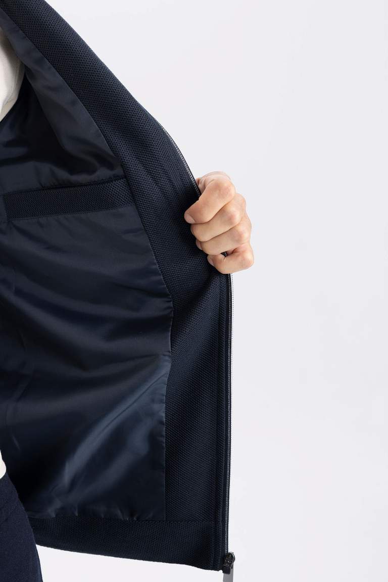 Veste slim à col polo et fermeture zip