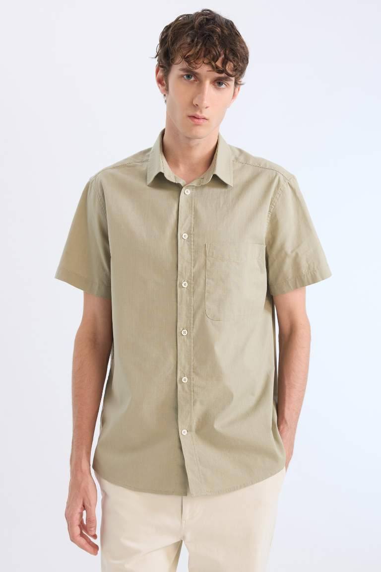 Regular Fit Polo Collar Short Sleeve Shirt