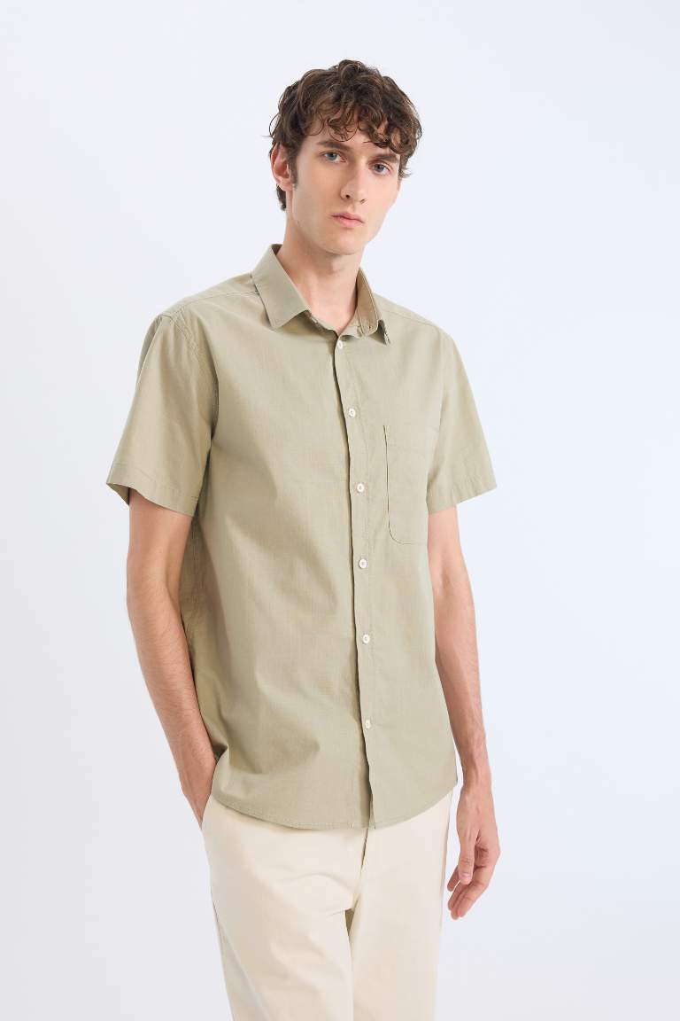 Regular Fit Polo Collar Short Sleeve Shirt