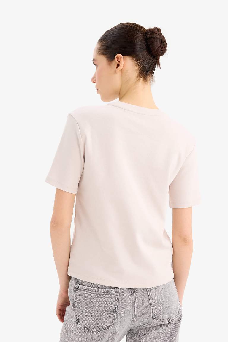 Regular Fit Crew Neck Basic Thick Fabric T-Shirt