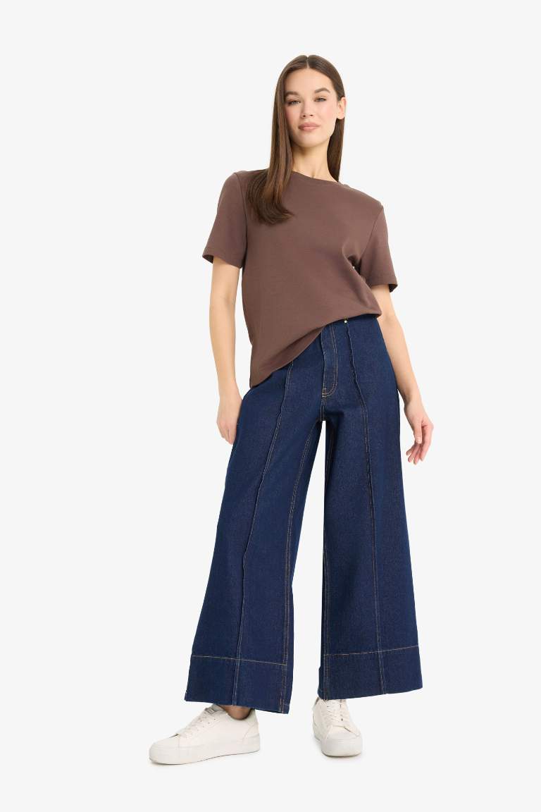 Regular Fit Bisiklet Yaka Basic Düz Kısa Kollu Tişört