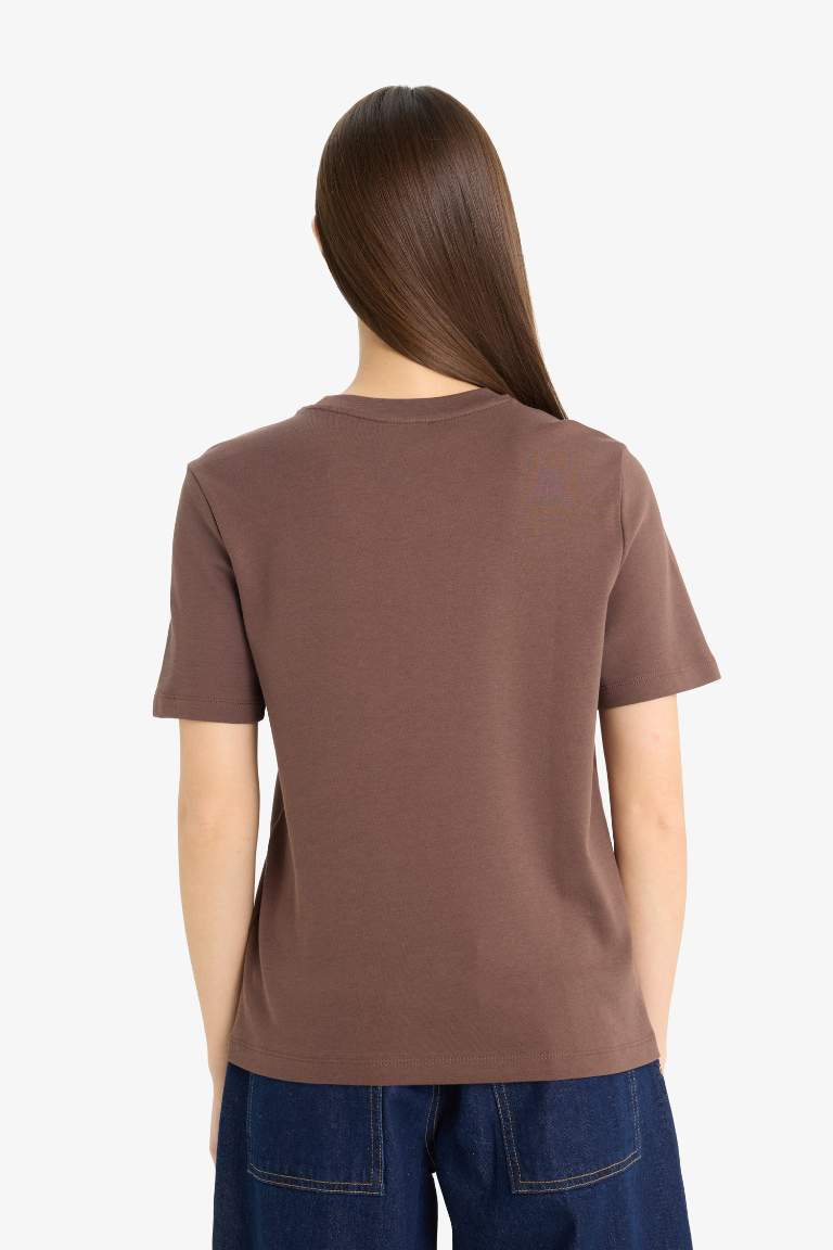 Regular Fit Bisiklet Yaka Basic Düz Kısa Kollu Tişört