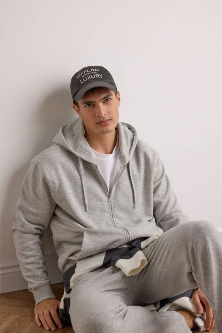 Relax Fit Kapüşonlu İçi Yumuşak Tüylü Basic Düz Cepli Kalın Fermuarlı Sweatshirt