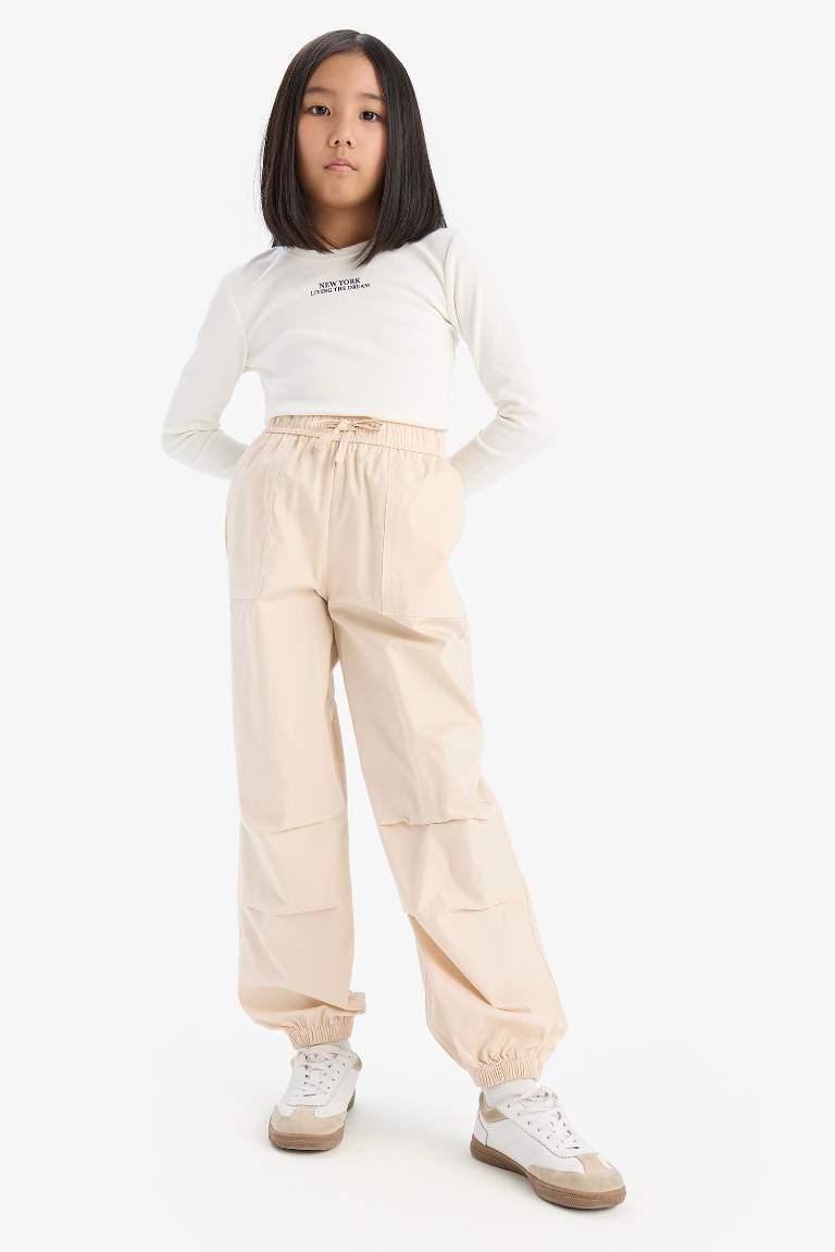 Girl Parachute Cotton Joggers