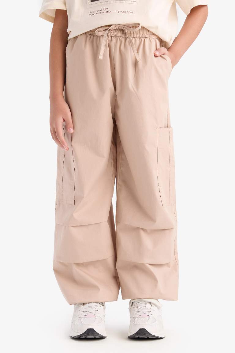 Girl Parachute Jogger Leg Cotton Cargo Pants