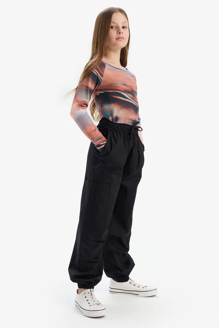 Girl Parachute Jogger Leg Cotton Cargo Pants