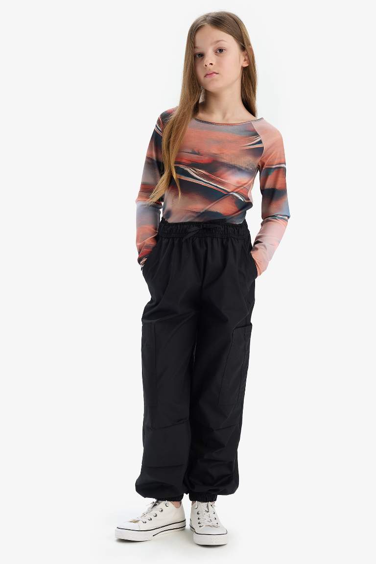 Girl Parachute Jogger Leg Cotton Cargo Pants