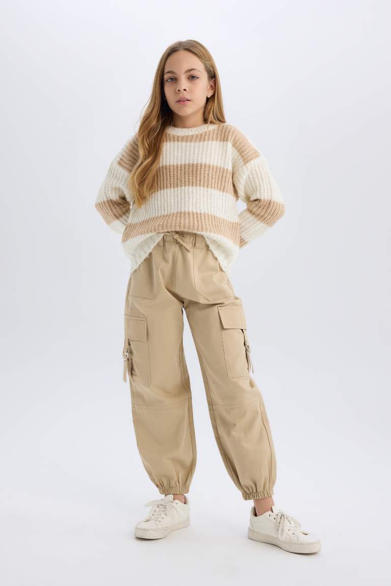 Girl Parachute Jogger Leg Cotton Cargo Pants