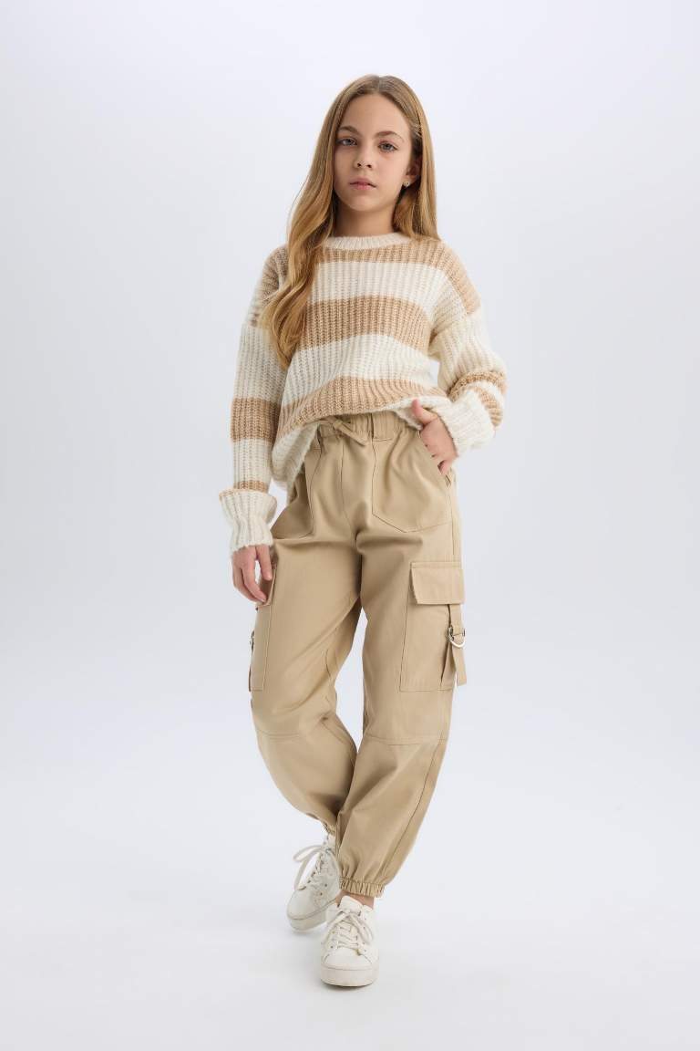 Girl Parachute Jogger Leg Cotton Cargo Pants