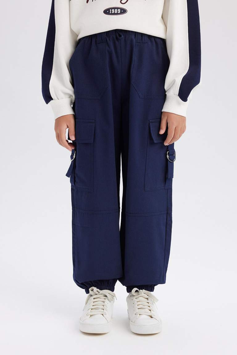 Girl Parachute Jogger Leg Cotton Cargo Pants