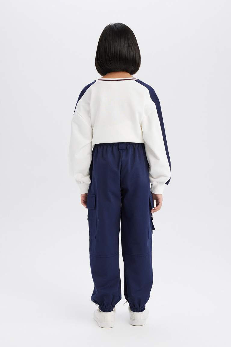 Girl Parachute Jogger Leg Cotton Cargo Pants