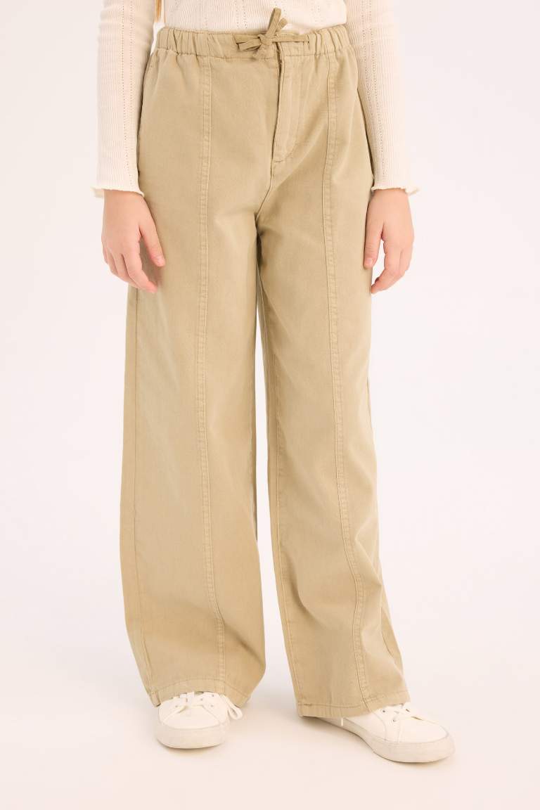 Girl Wide Leg Cotton Cargo Jeans