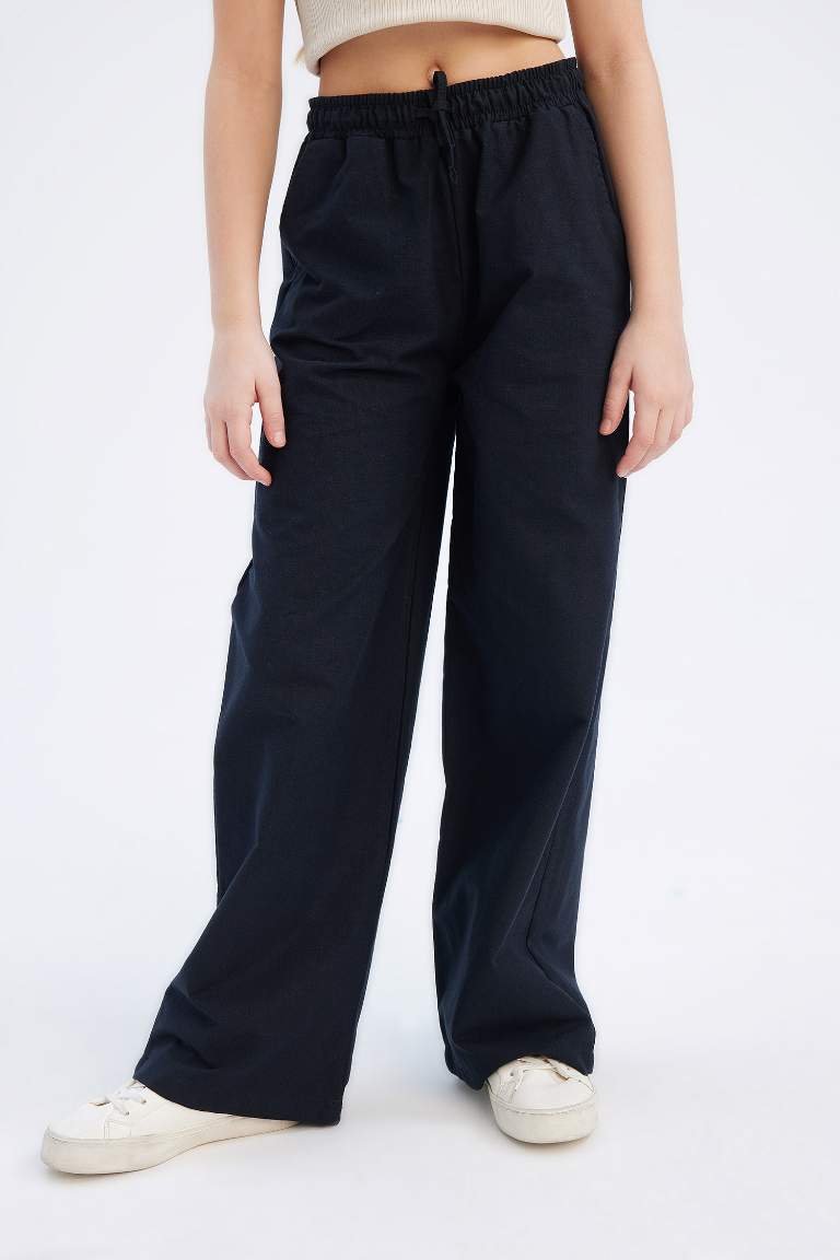 Pantalon large en coton à taille élastique pour fille