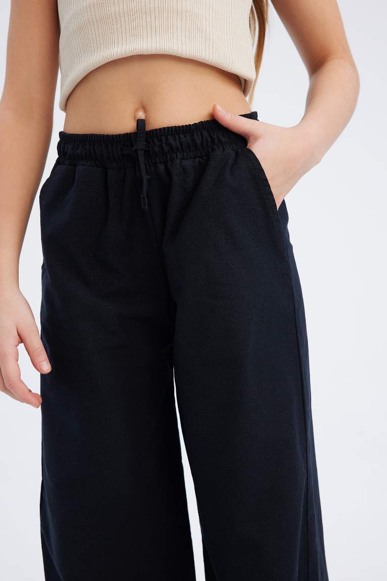 Pantalon large en coton à taille élastique pour fille