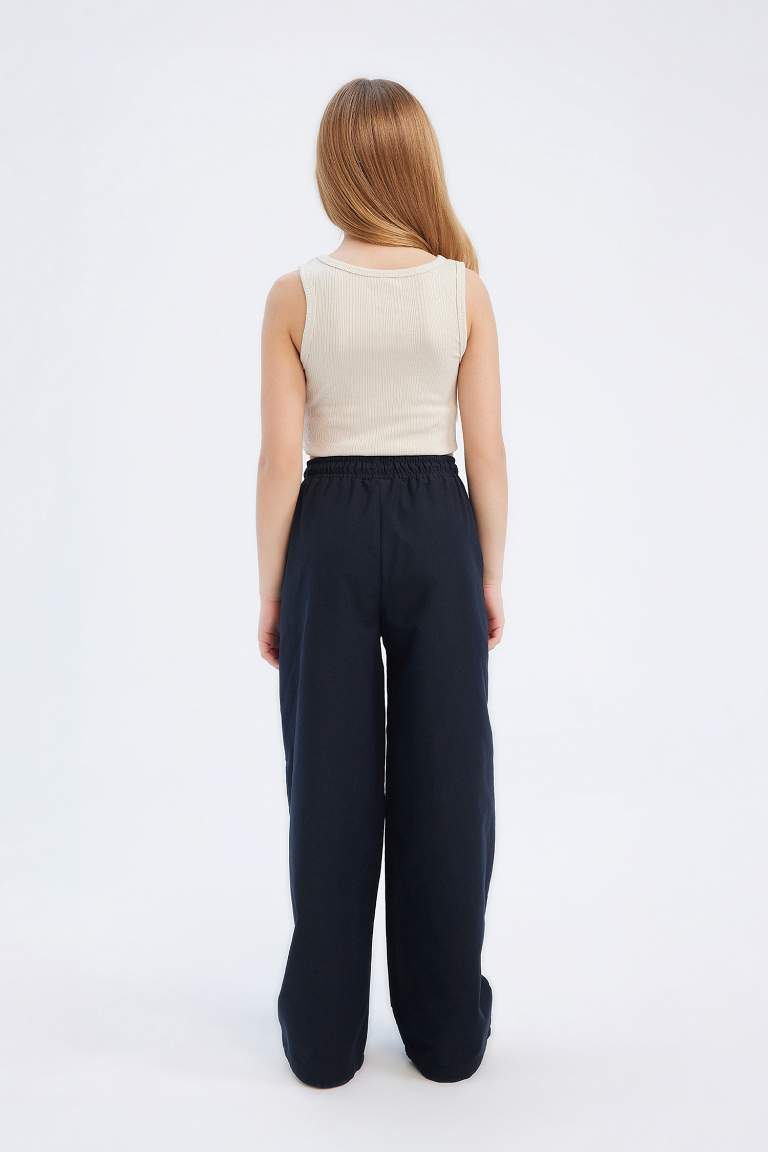 Pantalon large en coton à taille élastique pour fille