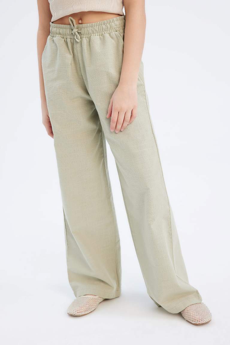 Wide Leg Cotton Trousers