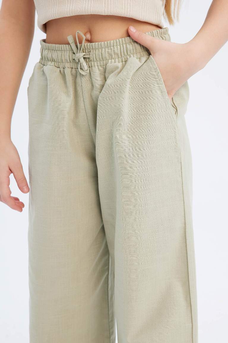 Pantalon large en coton à taille élastique pour fille