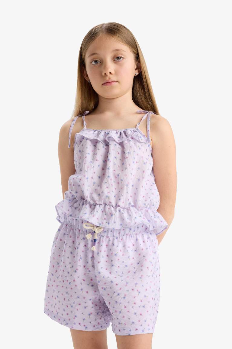 Short à motifs avec taille élastique pour fille