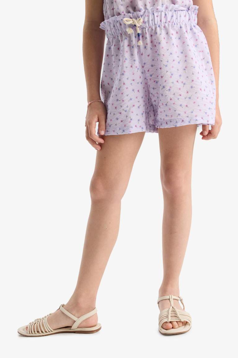Short à motifs avec taille élastique pour fille