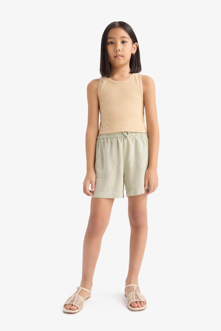 Girl Elastic Waist Viscose Shorts