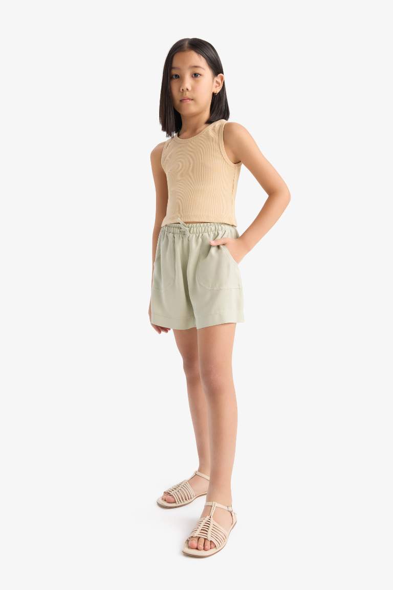 Girl Elastic Waist Viscose Shorts