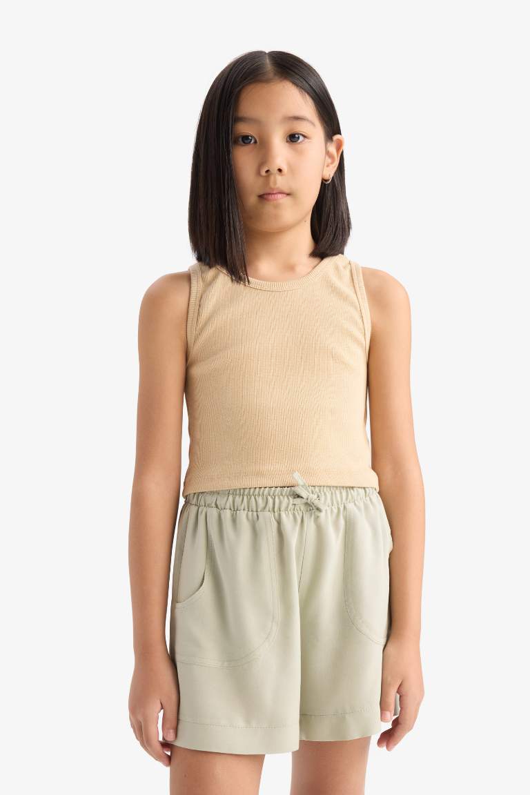 Girl Elastic Waist Viscose Shorts