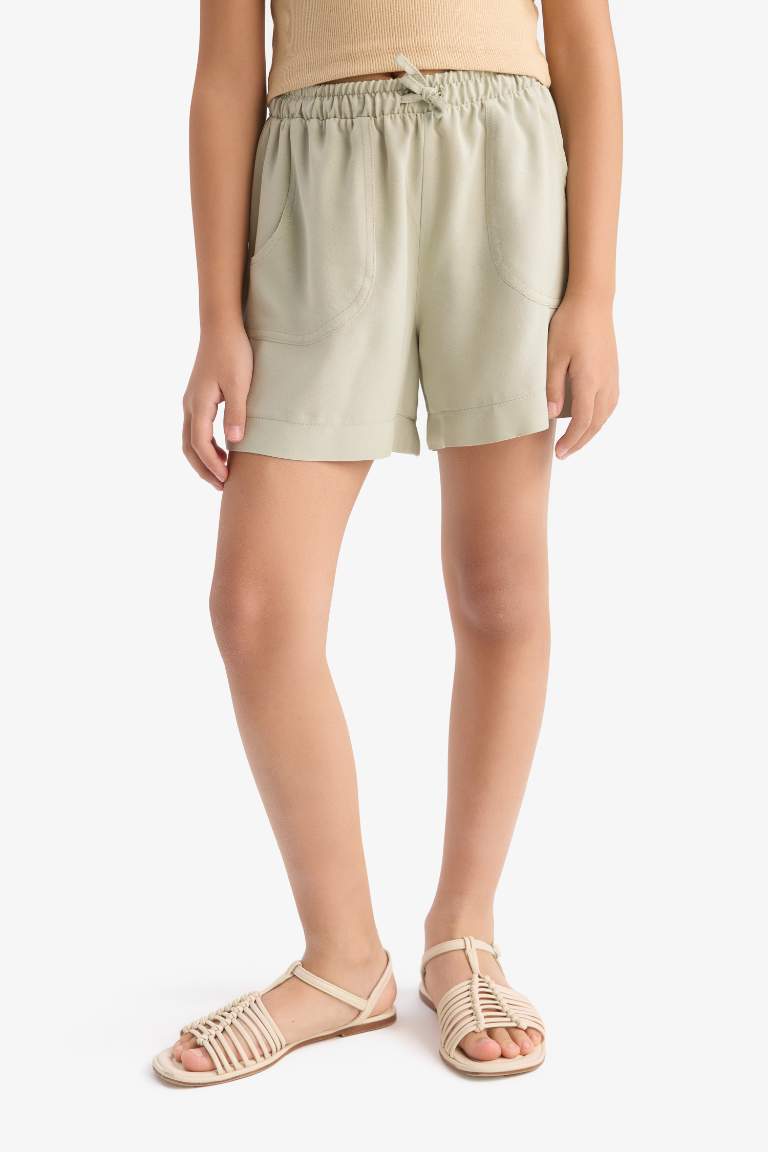 Girl Elastic Waist Viscose Shorts