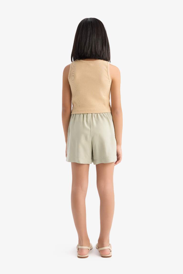 Girl Elastic Waist Viscose Shorts