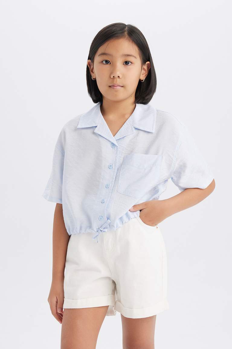 Girl Short Sleeve Crop Shirt