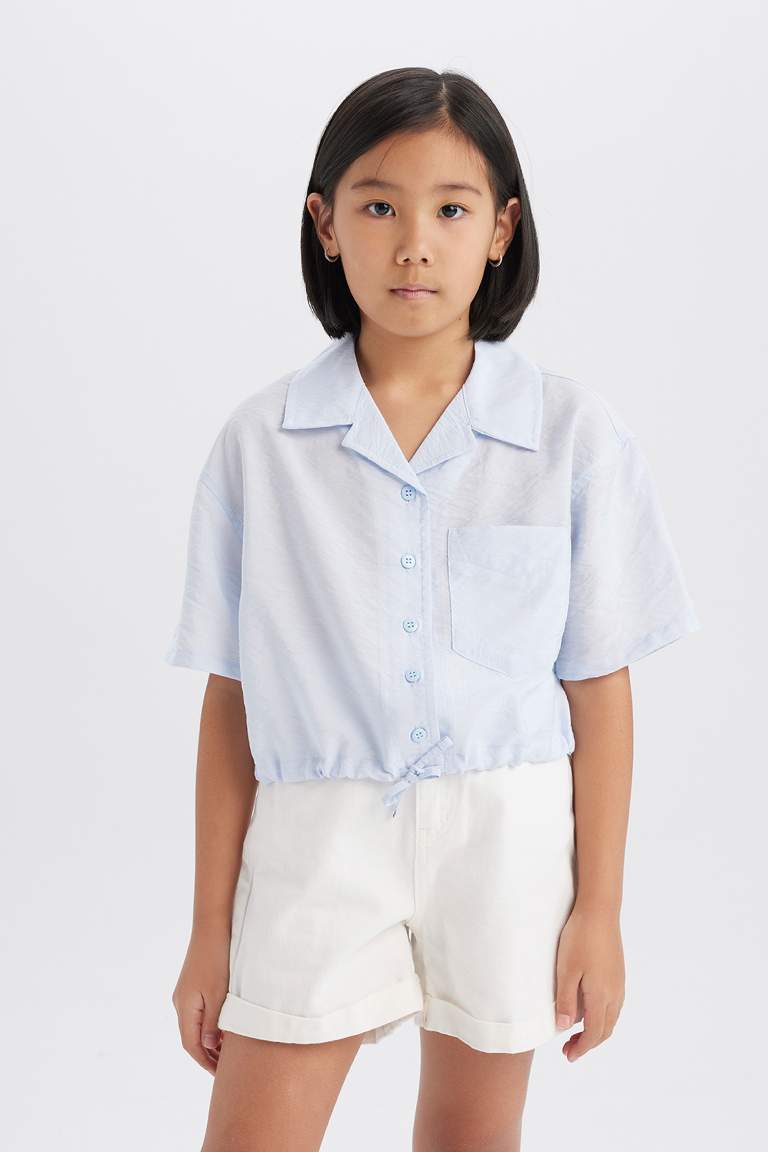 Girl Short Sleeve Crop Shirt