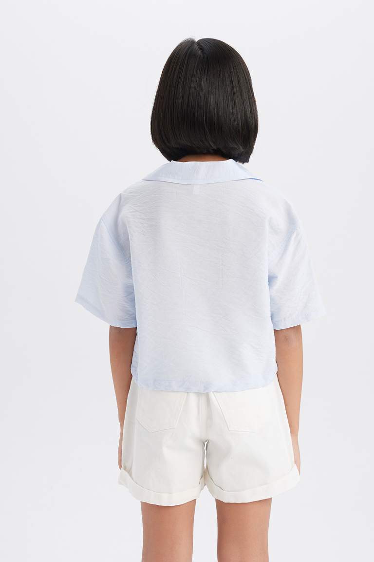 Girl Short Sleeve Crop Shirt