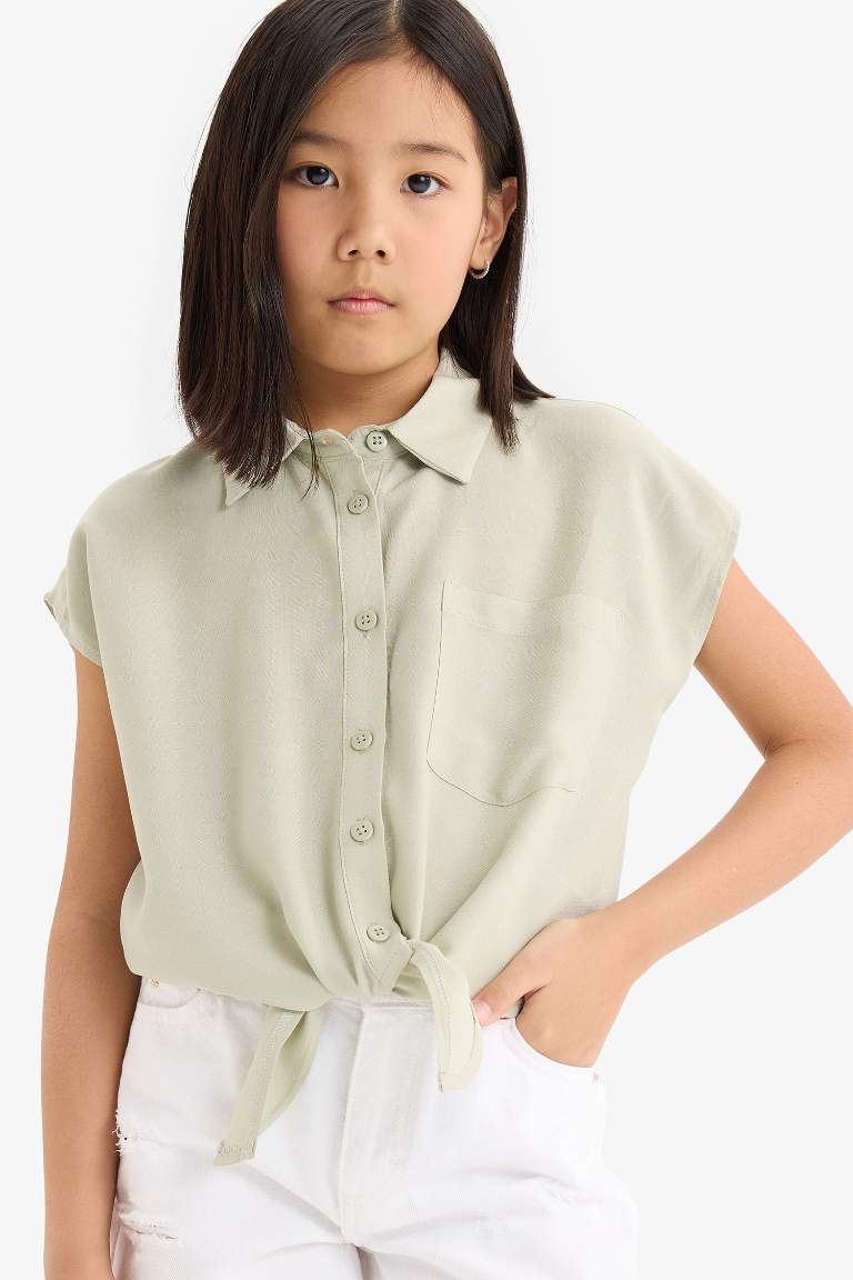 Girl Cotton 2 Piece Short Sleeve Crop Shirts