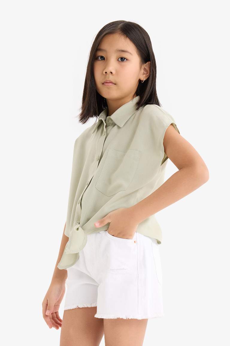 Girl Cotton 2 Piece Short Sleeve Crop Shirts