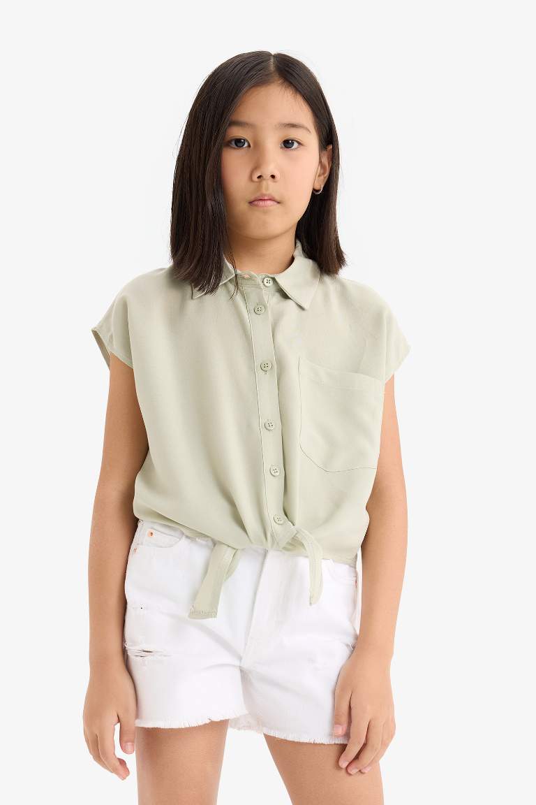 Girl Cotton 2 Piece Short Sleeve Crop Shirts