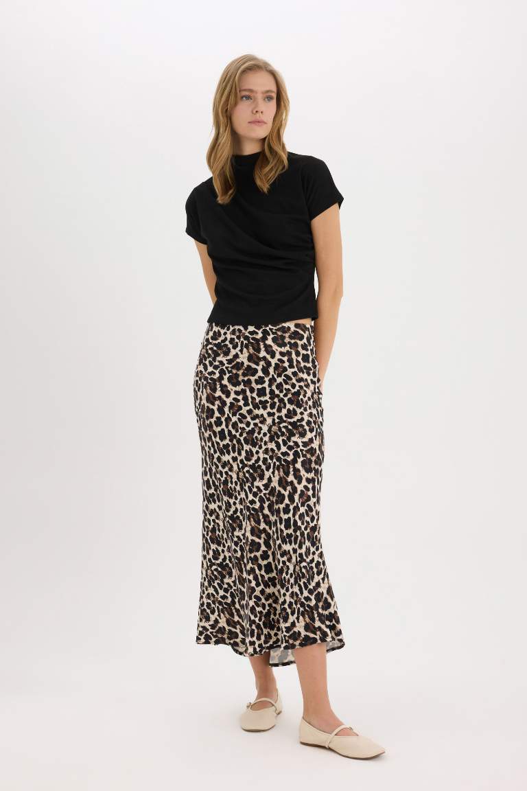 A Cut Satin Normal Waist Maxi Skirt